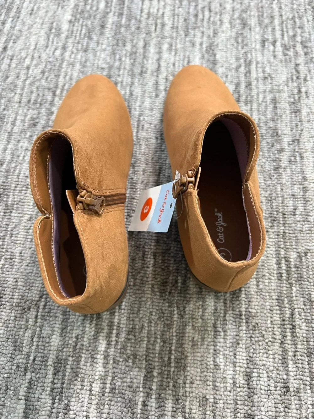 Cat & Jack Cognac Suede-Look Ankle Booties Size 3